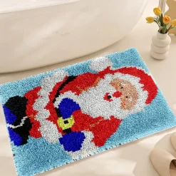 Latch Hook Kit DIY Bathroom Rug Craft Kit Crochet Yarn Pillow Kit for Beginners Handcraft Printed Mats Embroidery Set for Adults Mother's Day Gifts