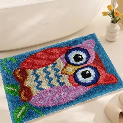 Latch Hook Kit DIY Bathroom Rug Craft Kit Crochet Yarn Pillow Kit for Beginners Handcraft Printed Mats Embroidery Set for Adults Mother's Day Gifts