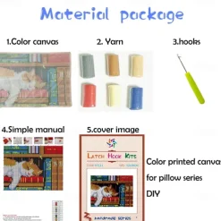 Latch Hook Kit DIY Bathroom Rug Craft Kit Crochet Yarn Pillow Kit for Beginners Handcraft Printed Mats Embroidery Set for Adults Mother's Day Gifts