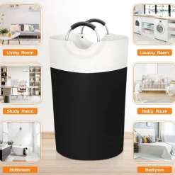 Laundry Basket, Laundry Hamper, Collapsible Laundry Baskets, Dirty Clothes Hamper, Waterproof with Foam Protected Aluminum Handles for College Dorm, Family 90L