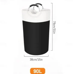Laundry Basket, Laundry Hamper, Collapsible Laundry Baskets, Dirty Clothes Hamper, Waterproof with Foam Protected Aluminum Handles for College Dorm, Family 90L