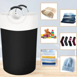 Laundry Basket, Laundry Hamper, Collapsible Laundry Baskets, Dirty Clothes Hamper, Waterproof with Foam Protected Aluminum Handles for College Dorm, Family 90L