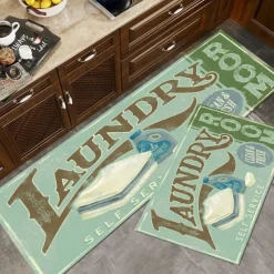 Laundry Mat Rug Kitchen Mat Non-Slip Oil Proof Rug Indoor Outdoor Mat Bedroom Decor Bathroom Mat Entrance Rug Door Mat