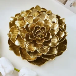 8-Layer Flower Wall Hanging Decoration, Vintage Gold Resin Wall Decor, Handmade Craft Ornament for Home and Store Wall Decoration
