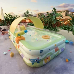 3/4-Layer Inflatable Monster Pattern Swimming Pool - Family Size, Thick PVC Material, Easy Storage & Transport, Perfect for Outdoor Water Fun, Summer Parties, and Backyard Entertainment, Pool Floats