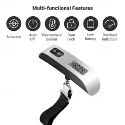 110lb/50kg Digital Handheld Luggage Hanging Baggage Scale With Backlight LCD Display