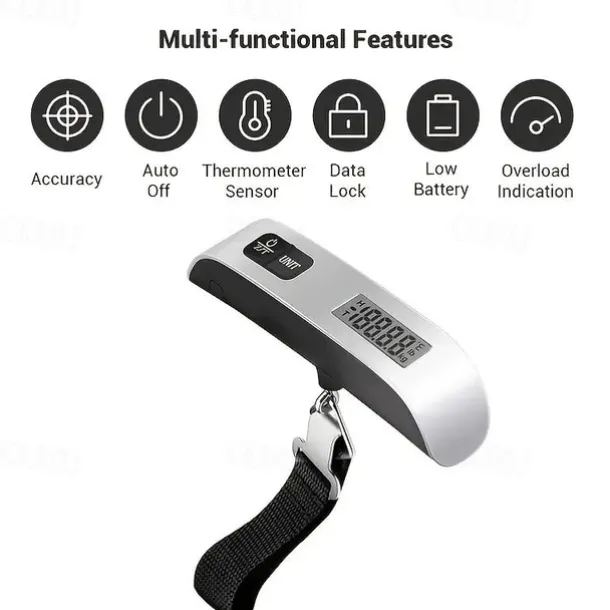 110lb/50kg Digital Handheld Luggage Hanging Baggage Scale With Backlight LCD Display