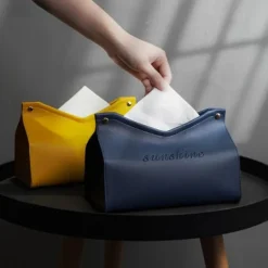 Leather Tissue Box Nordic Car Tissue Box INS Home Living Room Decoration Bedroom Kitchen Desktop Storage Box Napkin Holder