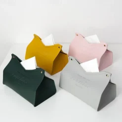 Leather Tissue Box Nordic Car Tissue Box INS Home Living Room Decoration Bedroom Kitchen Desktop Storage Box Napkin Holder