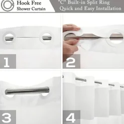 Leaves Waffle-Weave Textured Shower Curtain Set with Snap-in Liner and Sheer Window Water-Repellent Polyester,Grommet Top,120GSM Hotel Quality Spa Style Bathroom Partition No Hooks Required