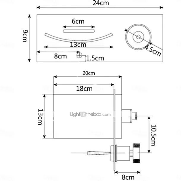 LED Bathroom Sink Mixer Faucet Waterfall Spout 3 Color Water Temperature, Basin Vessel Taps Brass Wall Mounted Single Handle Two Hole Bath Taps With Cold and Hot Hose