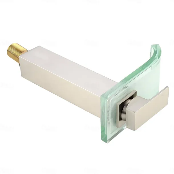 LED Bathroom Sink Mixer Faucet Waterfall Spout 3 Color Temperature, Tall Vessel Taps Single Handle One-hole Monobloc Basin Taps Washroom