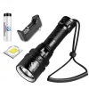 LED Flashlights Super Bright Diving Flashlight IP68 Highest Waterproof Rating Professional Diving Light Powered by 18650 Battery With Hand Rope