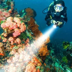 LED Flashlights Super Bright Diving Flashlight IP68 Highest Waterproof Rating Professional Diving Light Powered by 18650 Battery With Hand Rope