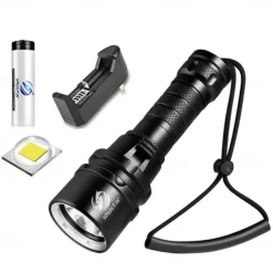 LED Flashlights Super Bright Diving Flashlight IP68 Highest Waterproof Rating Professional Diving Light Powered by 18650 Battery With Hand Rope