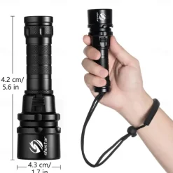 LED Flashlights Super Bright Diving Flashlight IP68 Highest Waterproof Rating Professional Diving Light Powered by 18650 Battery With Hand Rope