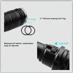 LED Flashlights Super Bright Diving Flashlight IP68 Highest Waterproof Rating Professional Diving Light Powered by 18650 Battery With Hand Rope