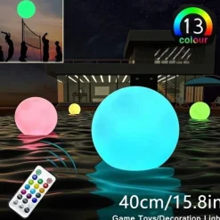 LED Floating Pool Lights 40cm Glowing Ball Inflatable Luminous Ball LED Ball Decorative Beach Ball For Outdoor Swimming Pool Pool Sports Equipment