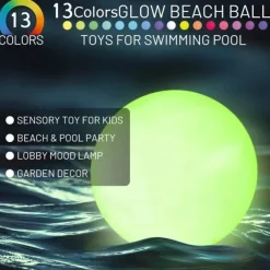 LED Floating Pool Lights 40cm Glowing Ball Inflatable Luminous Ball LED Ball Decorative Beach Ball For Outdoor Swimming Pool Pool Sports Equipment