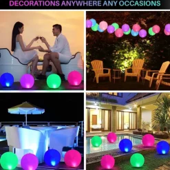 LED Floating Pool Lights 40cm Glowing Ball Inflatable Luminous Ball LED Ball Decorative Beach Ball For Outdoor Swimming Pool Pool Sports Equipment