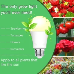 LED Grow Light Bulbs A19 Bulb Full Spectrum for Indoor Plant E26 Base 12W/15W Grow Bulb 100W Equivalent Grow Light for Indoor Plants Seed Starting 2Pack