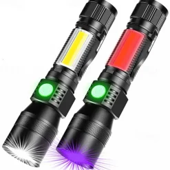 LED Light Black Light Flashlights / Torch UV Flashlight Waterproof 1200 lm LED LED 2 Emitters 7 Mode with Batteries and USB Cable Waterproof New Design Lightweight Easy Carrying Camping / Hiking