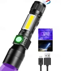 LED Light Black Light Flashlights / Torch UV Flashlight Waterproof 1200 lm LED LED 2 Emitters 7 Mode with Batteries and USB Cable Waterproof New Design Lightweight Easy Carrying Camping / Hiking