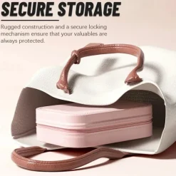 LED Lighted Makeup Mirror with Adjustable Brightness, Portable Vanity Mirror with Built-in Organizer, Travel Cosmetic Case with Jewelry Storage, USB Rechargeable