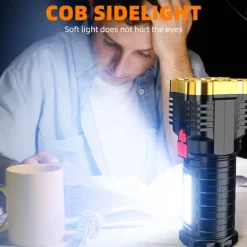 5led Multifunctional Bright Flashlight Outdoor Portable COB Side Light Work Light USB Rechargeable
