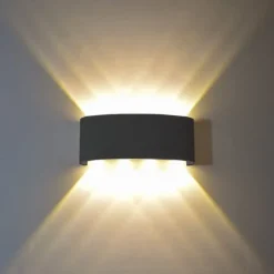 LED Outdoor Wall Lights 8W LED Aluminum Wall Lamp Sconce Indoor Up Down IP65 Waterproof White Black Modern for Patio Garden Stairs Bedroom Aisle Pathway Bathroom Light