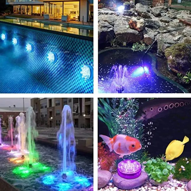 LED Pool Lights Submersible with Remote Suction Cup Underwater Pool Light IP68 Magnet 13 LED Bright Lamp RGB for Pond Pool Aquarium