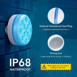 LED Pool Lights Submersible with Remote Suction Cup Underwater Pool Light IP68 Magnet 13 LED Bright Lamp RGB for Pond Pool Aquarium