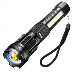 LED Rechargeable Zoom Tactical Flashlights Powerful Portable & Durable LED Light for Outdoor Hiking Camping