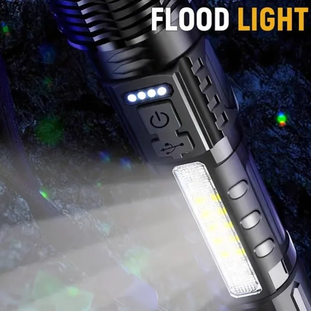 LED Rechargeable Zoom Tactical Flashlights Powerful Portable & Durable LED Light for Outdoor Hiking Camping