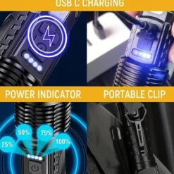 LED Rechargeable Zoom Tactical Flashlights Powerful Portable & Durable LED Light for Outdoor Hiking Camping