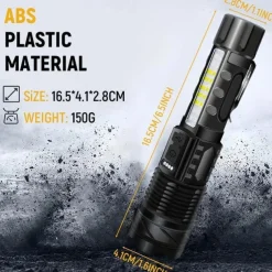 LED Rechargeable Zoom Tactical Flashlights Powerful Portable & Durable LED Light for Outdoor Hiking Camping