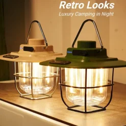 LED Retro Outdoor Camping Lights LED Tent Lights Horse Lantern Smart Rechargeable Portable Lights for Outdoor Hiking Camping Home