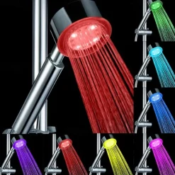 LED Shower Head Color Changing 2 Water Mode 7 Color Glow Light Automatically Changing Handheld Showerhead