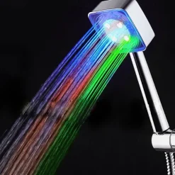 LED Shower Head Color Changing 2 Water Mode 7 Color Glow Light Automatically Changing Handheld Showerhead