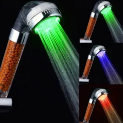 LED Shower Head Color Changing 2 Water Mode 7 Color Glow Light Automatically Changing Handheld Showerhead