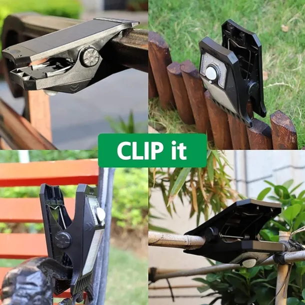 LED Solar Garden Light Outdoor Clip-on Motion Sensing Light IP65 Waterproof Camping Light for Fence Deck Wall Camping Tent Patio