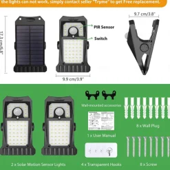 LED Solar Garden Light Outdoor Clip-on Motion Sensing Light IP65 Waterproof Camping Light for Fence Deck Wall Camping Tent Patio