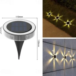 6LED Solar Lights Outdoor IP65 Waterproof Buried Light For Patio Lawn Stairs Steps Garden Decoration Outdoor Solar Lights 2pcs
