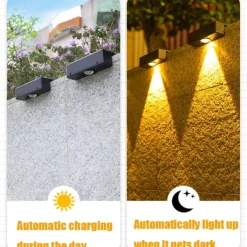 LED Solar Outdoor Lights Wall Light Fence Lights Super Bright Patio Lights Outdoor Lighting Waterproof Garden Light Balcony Fence Porch Home Decoration Solar Night Lamp