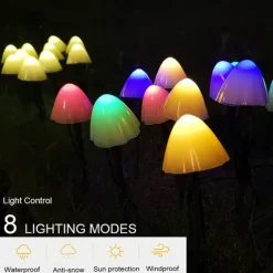 LED Solar String Light Outdoor Garden Decoration Mushroom Lights IP65 Waterproof Garland Patio Decor Outdoor Solar Lights Fairy Light