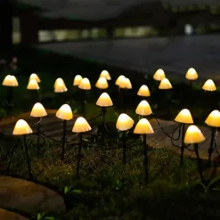 LED Solar String Lights, Fairy Path Lawn Landscape Mushroom Lamp for Outdoor Christmas Garden, Patio, and Street Decoration
