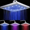 LED Tricolor Luminous Color Top Spray Shower Head With Temperature /9 Inch Water Booster Top Spray (ABS Plating)