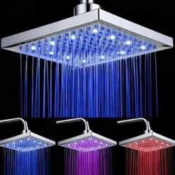 LED Tricolor Luminous Color Top Spray Shower Head With Temperature /9 Inch Water Booster Top Spray (ABS Plating)