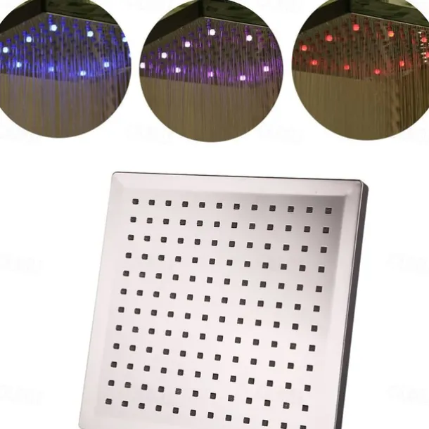 LED Tricolor Luminous Color Top Spray Shower Head With Temperature /9 Inch Water Booster Top Spray (ABS Plating)