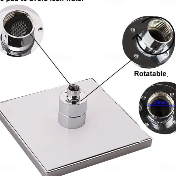 LED Tricolor Luminous Color Top Spray Shower Head With Temperature /9 Inch Water Booster Top Spray (ABS Plating)